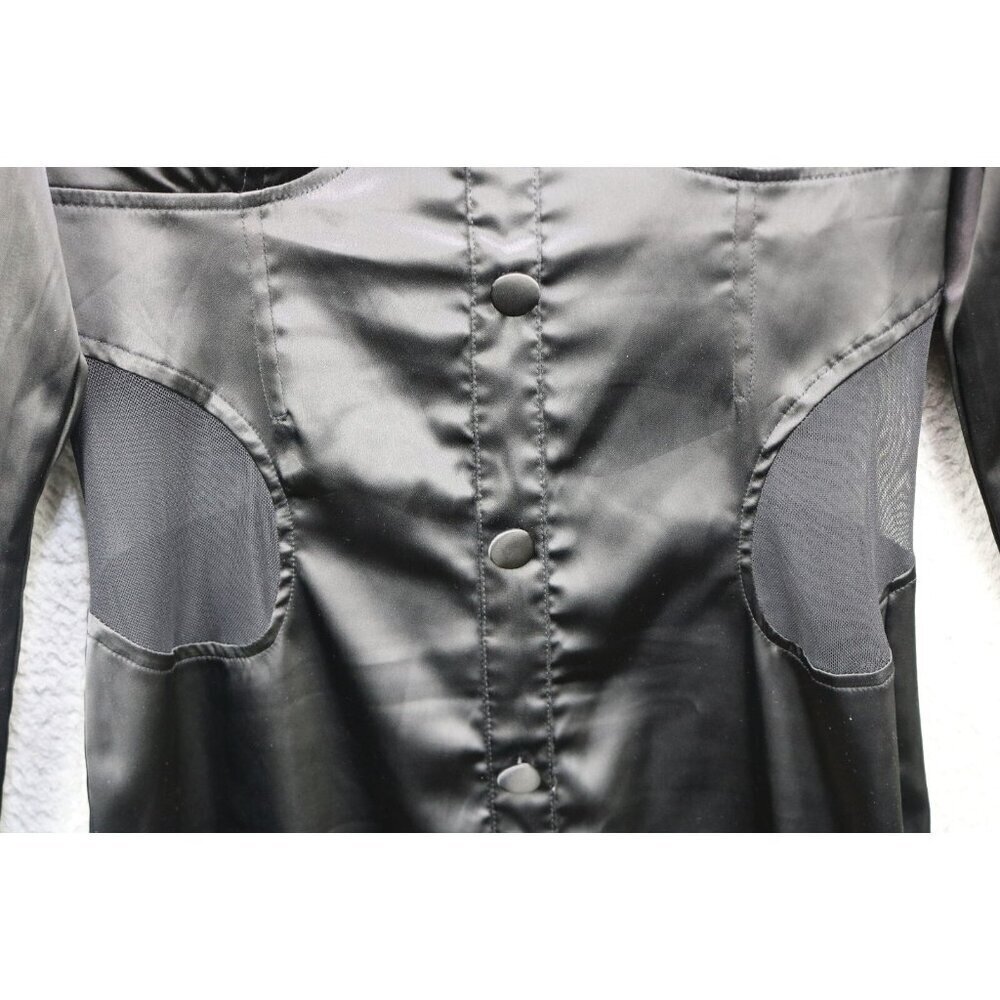 Kaylee Kollection Long Sleeve Black Satin Cut-Out Dress-Large-Whimsigoth-Goth - Picture 3 of 12